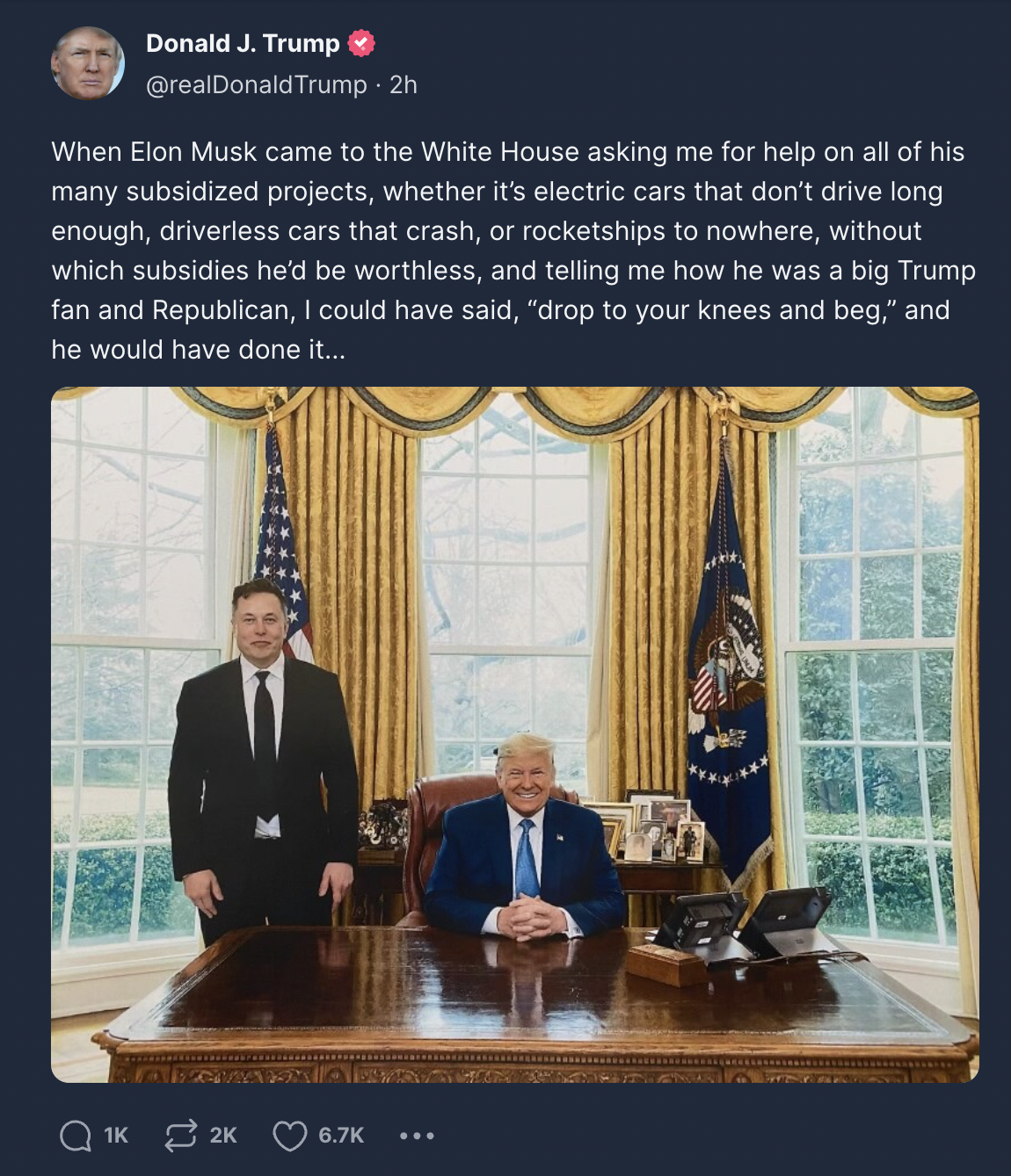 Truth Social Trump Screengrab